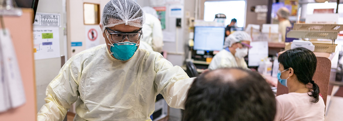 Clinical team working in Accident & Emergency Department under COVID-19